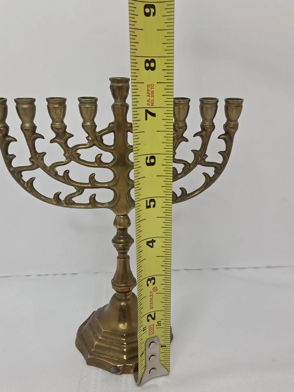 Vintage Brass Menorah Candelabra - Gold Finish